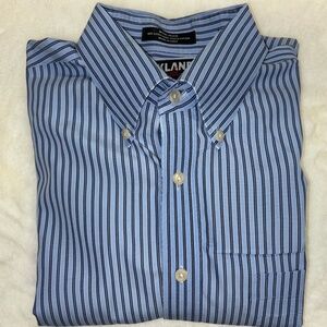 Kirkland Men's Blue Striped Shirt, Neck Size 16 1/2